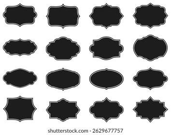 Vintage labels. Retro frames set. Badges shape frames. Vector illustration