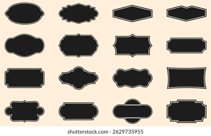 Vintage labels. Retro frames set. Badges shape frames. Vector illustration