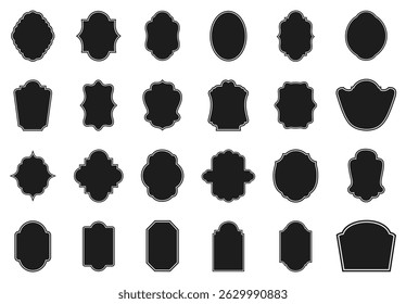 Vintage labels. Retro frames set. Badges shape frames. Vector illustration