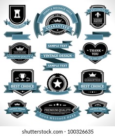 Vintage labels and ribbon retro style set. Vector design elements.