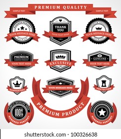 Vintage labels and ribbon retro style set. Vector design elements.
