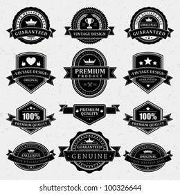 Vintage labels and ribbon retro style set. Vector design elements.