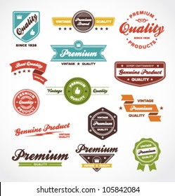 Vintage labels and ribbon retro style set. Vector design elements
