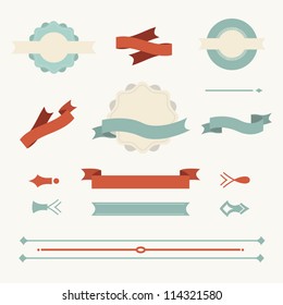 Vintage labels and ribbon retro style set. Vector design elements.