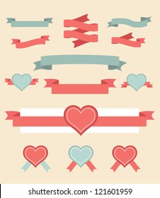 Vintage labels and ribbon retro style set. Vector design elements.