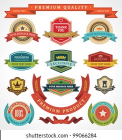 Vintage labels and ribbon retro style set. Vector design elements.