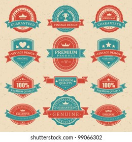 Vintage labels and ribbon retro style set. Vector design elements.