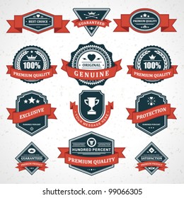 Vintage labels and ribbon retro style set. Vector design elements.