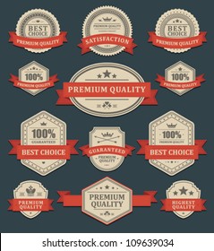 Vintage labels and ribbons retro style set. Vector design elements.