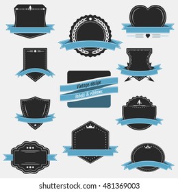 Vintage labels and ribbons. Retro style vector set design.