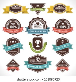 Vintage labels and ribbons set. Vector design elements.