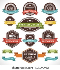 Vintage labels and ribbons set. Vector design elements.