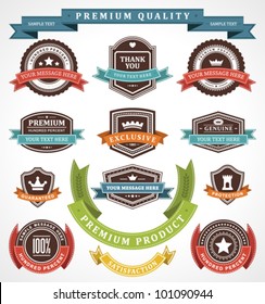 Vintage labels and ribbons set. Vector design elements.