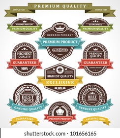 Vintage labels and ribbons set. Vector design elements.