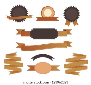 Vintage labels and ribbons set. Vector design elements.