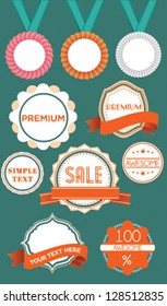 Vintage labels and ribbons set. Vector design elements.