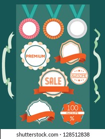 Vintage labels and ribbons set. Vector design elements.