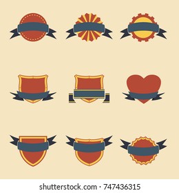 Vintage labels and ribbons set. Vector design elements.