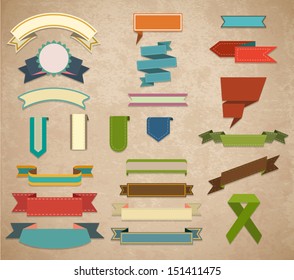 Vintage labels and ribbons. Vector retro style set