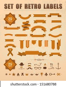 Vintage labels and ribbons. Vector retro style set