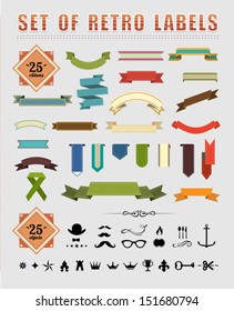 Vintage labels and ribbons. Vector retro style set