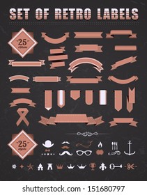 Vintage labels and ribbons. Vector retro style set