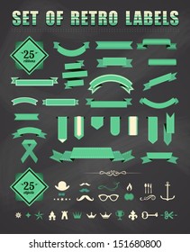 Vintage labels and ribbons. Vector retro style set