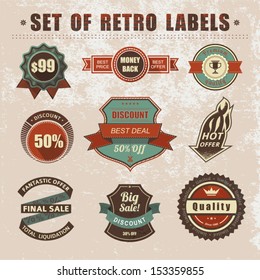 Vintage labels and ribbons. Vector retro style set