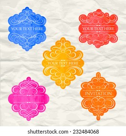 Vintage labels set, colorful frames, design elements