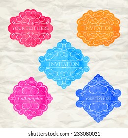 Vintage labels set, colorful frames, design elements
