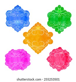 Vintage labels set, colorful frames, design elements