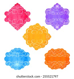 Vintage labels set, colorful frames, design elements
