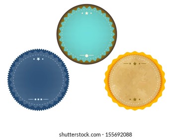 Etiquetas Vintage Con Malla Gradiente, Ilustración Vectorial