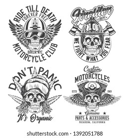 Vintage labels set. Hand drawn illustrations with lettering composition. Logotypes set. Black and white illustrations.