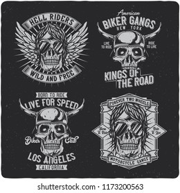 Vintage labels set with lettering composition on dark background. T-shirt design.