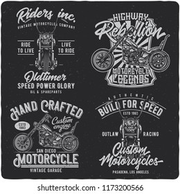 Vintage labels set with lettering composition on dark background. T-shirt design.