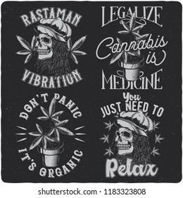 Vintage labels set with lettering composition on dark background. T-shirt design.