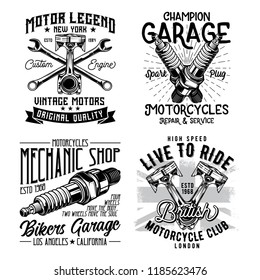 Vintage labels set with lettering composition on white background. T-shirt logo design.