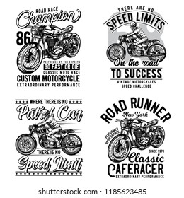 Vintage labels set with lettering composition on white background. T-shirt logo design.