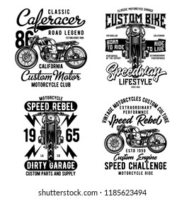 Vintage labels set with lettering composition on white background. T-shirt logo design.