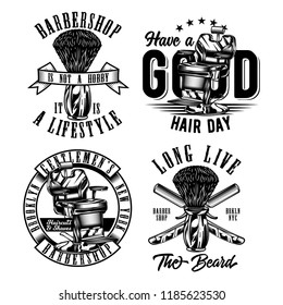 Vintage labels set with lettering composition on white background. T-shirt logo design.