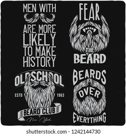 Vintage labels set with lettering composition on dark background. T-shirt design.