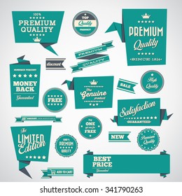 Vintage labels set - origami vintage labels set.Vector design elements