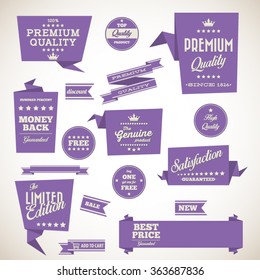Vintage labels set - origami vintage labels set.Vector design elements