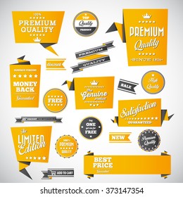 Vintage labels set - origami vintage labels set.Vector design elements