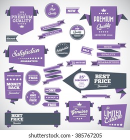 Vintage labels set - origami vintage labels set.Vector design elements