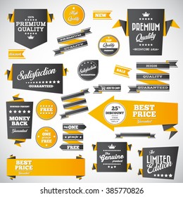 Vintage labels set - origami vintage labels set.Vector design elements