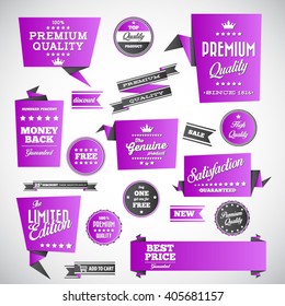 Vintage labels set - origami vintage labels set.Vector design elements