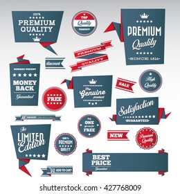 Vintage labels set - origami vintage labels set.Vector design elements