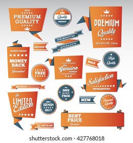 Vintage labels set - origami vintage labels set.Vector design elements